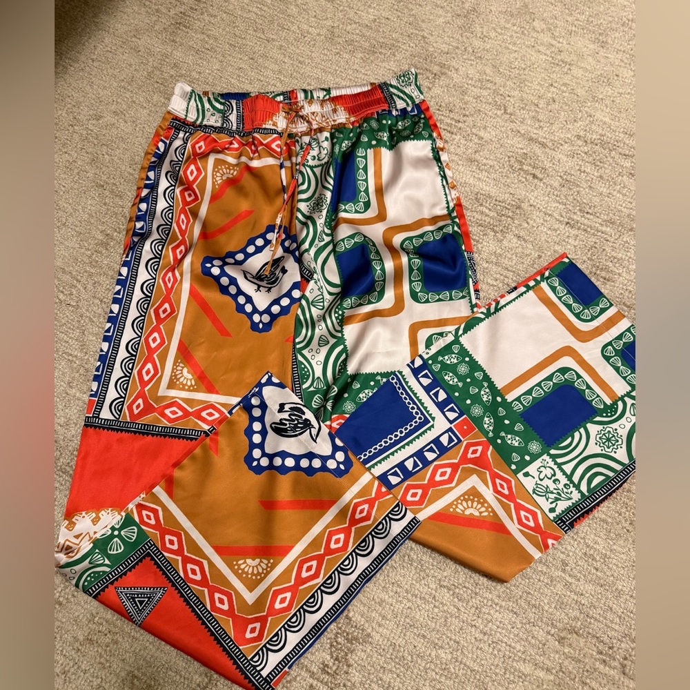 Joie Multicolor Geometric Print Wide-Leg Pants
